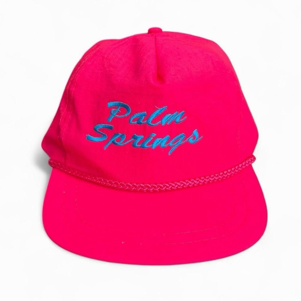 Vintage 90s Hot Pink Palm Springs Embroidered Baseball Snapback Hat OSFA